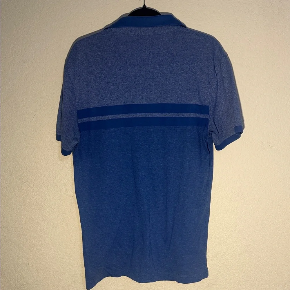 Banana Republic Men's Blue Polo with Tonal Chest Stripes